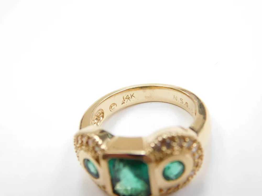 Natural Emerald & Diamond 1.95 ctw Vintage Ring 1… - image 6