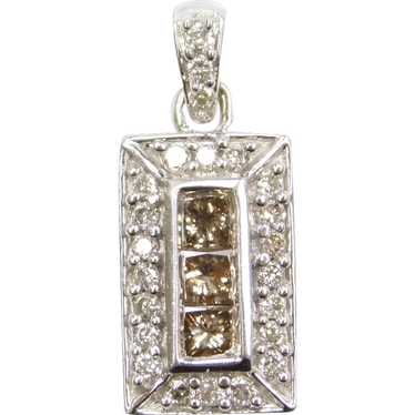Chocolate & White Diamond Pendant .50 ctw  14k Wh… - image 1