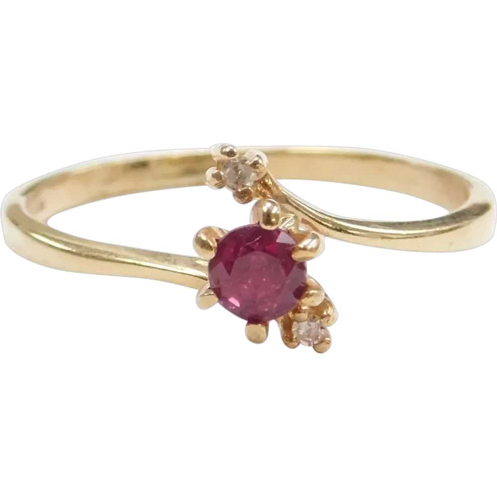 10k Gold .32 ctw Ruby and Diamond Bypass Ring - image 1