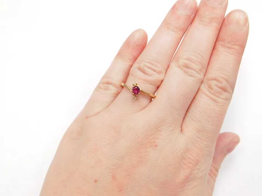 10k Gold .32 ctw Ruby and Diamond Bypass Ring - image 5