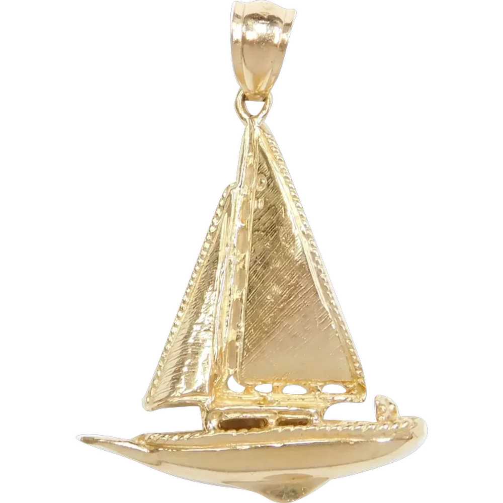 14k Gold Sailboat Pendant / Charm Three Dimension… - image 1