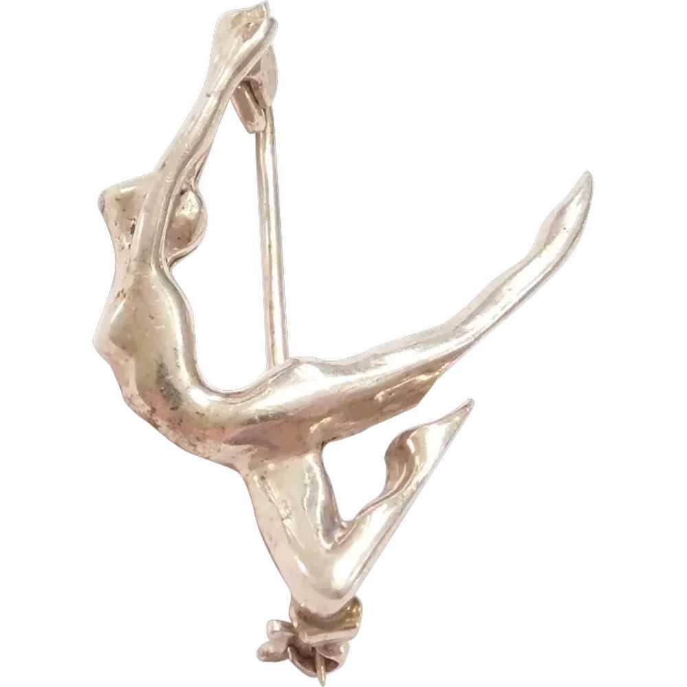 Sterling Silver Gymnastics / Dancing Pin Brooch - image 1