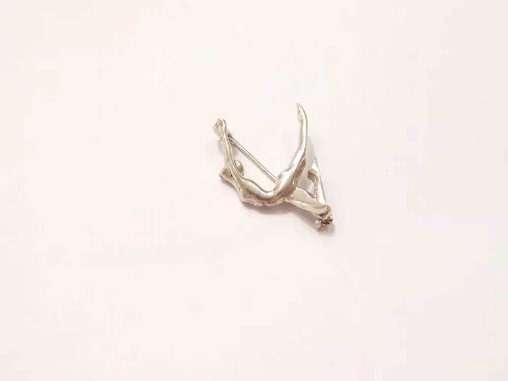 Sterling Silver Gymnastics / Dancing Pin Brooch - image 2