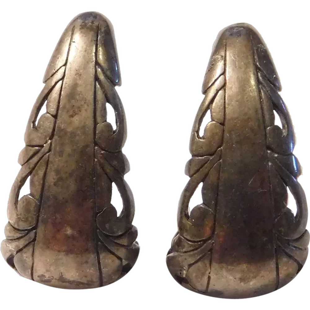 Retro Ornate Hoop Earrings Sterling Silver JaLaine - image 1