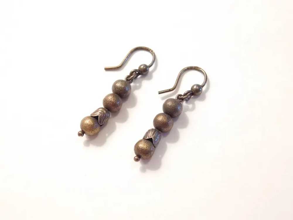 Victorian Revival Sterling Silver Bead Earrings - image 2