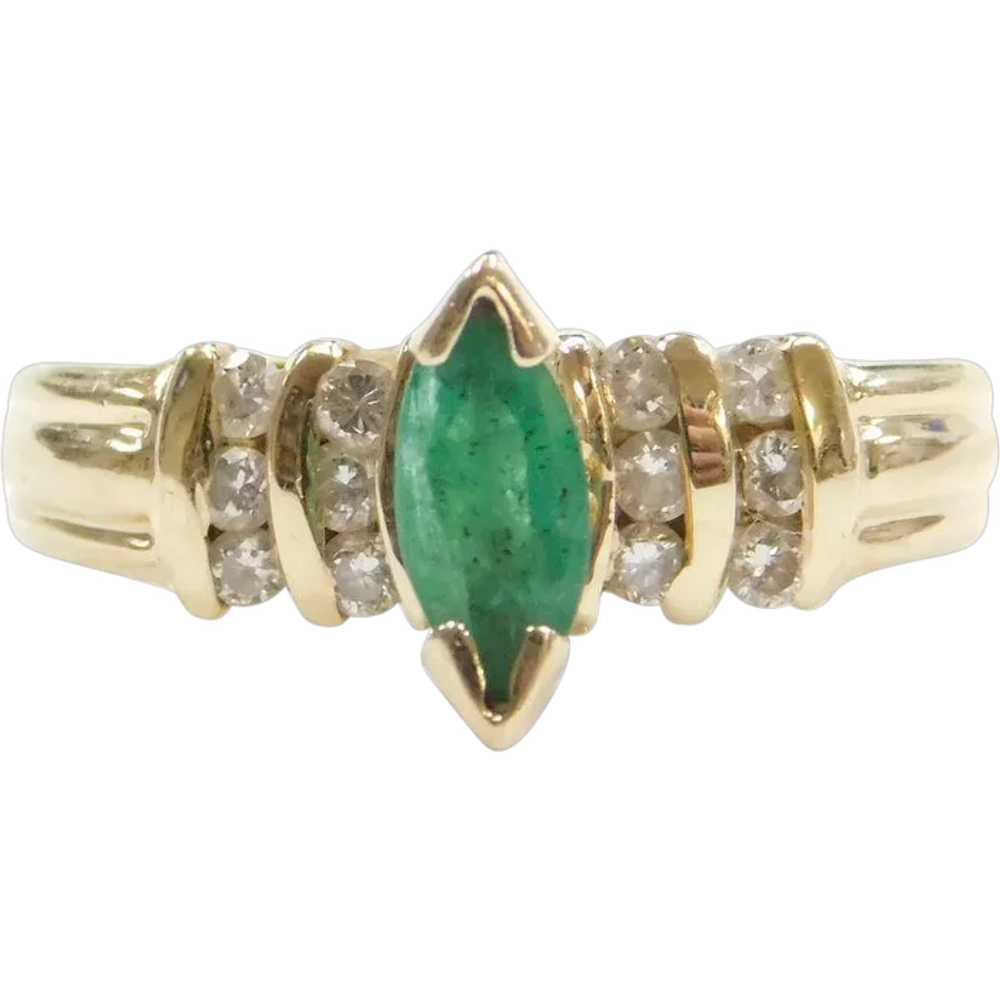 .63 ctw Natural Emerald and Diamond Ring 14k Gold - image 1