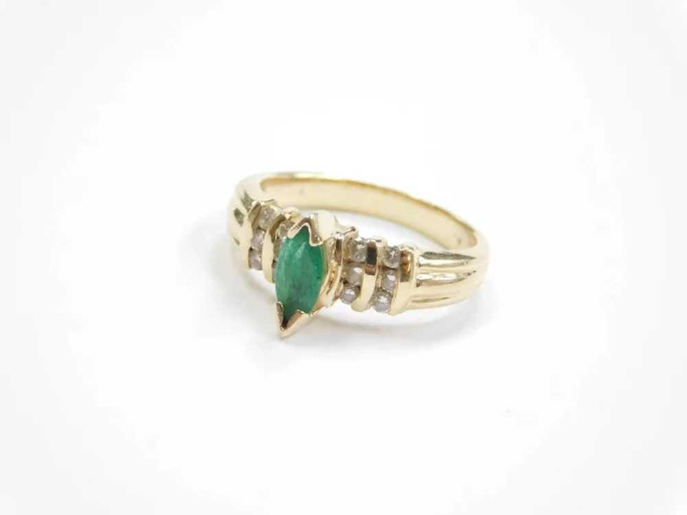 .63 ctw Natural Emerald and Diamond Ring 14k Gold - image 2