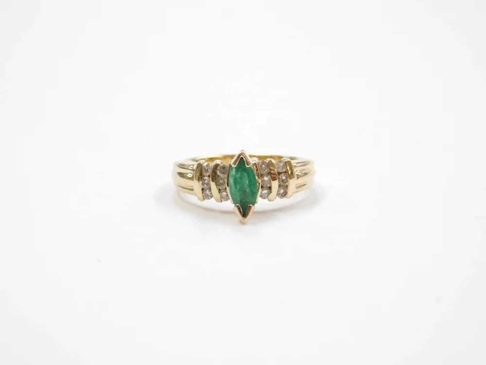 .63 ctw Natural Emerald and Diamond Ring 14k Gold - image 3