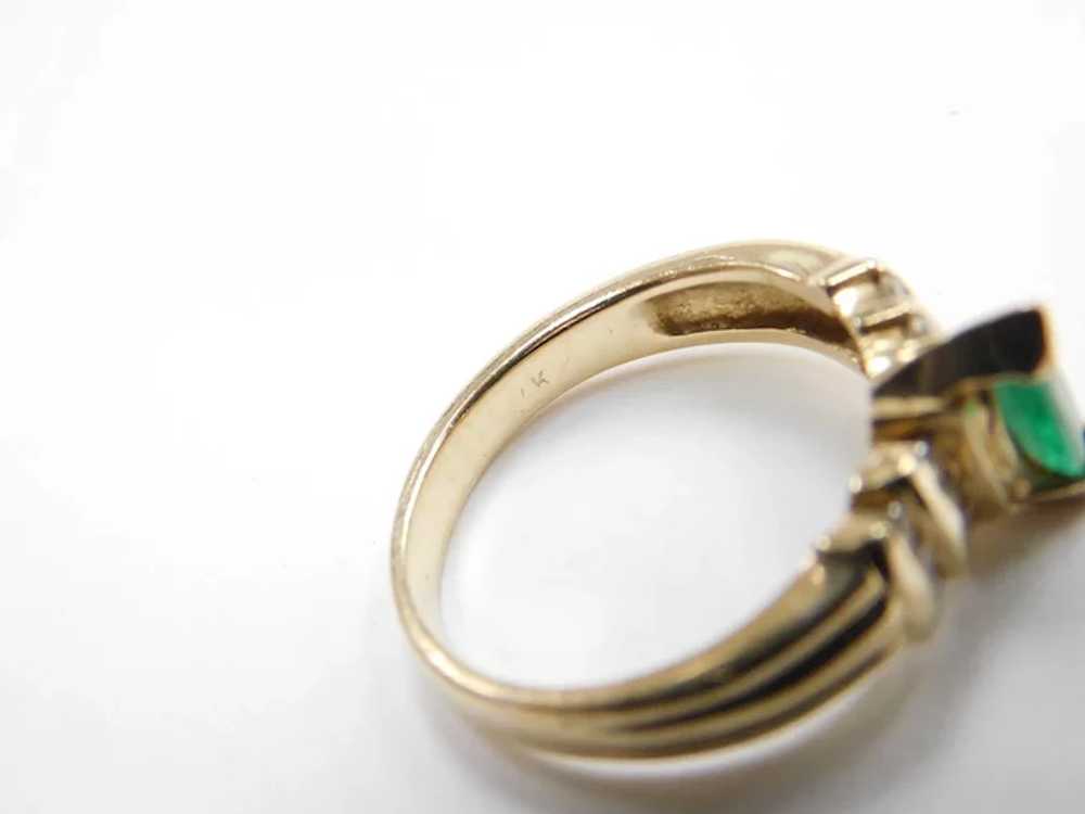 .63 ctw Natural Emerald and Diamond Ring 14k Gold - image 5