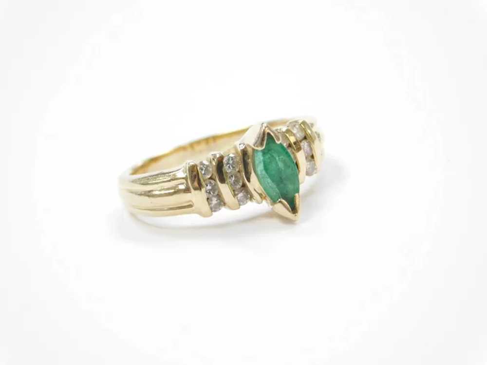 .63 ctw Natural Emerald and Diamond Ring 14k Gold - image 7