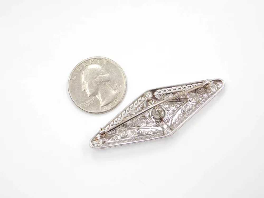 Art Deco 1.74 ctw Diamond Filigree Pin / Brooch P… - image 4