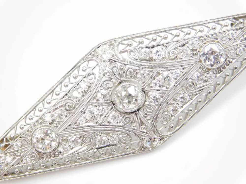 Art Deco 1.74 ctw Diamond Filigree Pin / Brooch P… - image 5