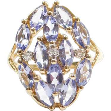 1.83 ctw Iolite and Diamond Ring 14k Gold - image 1