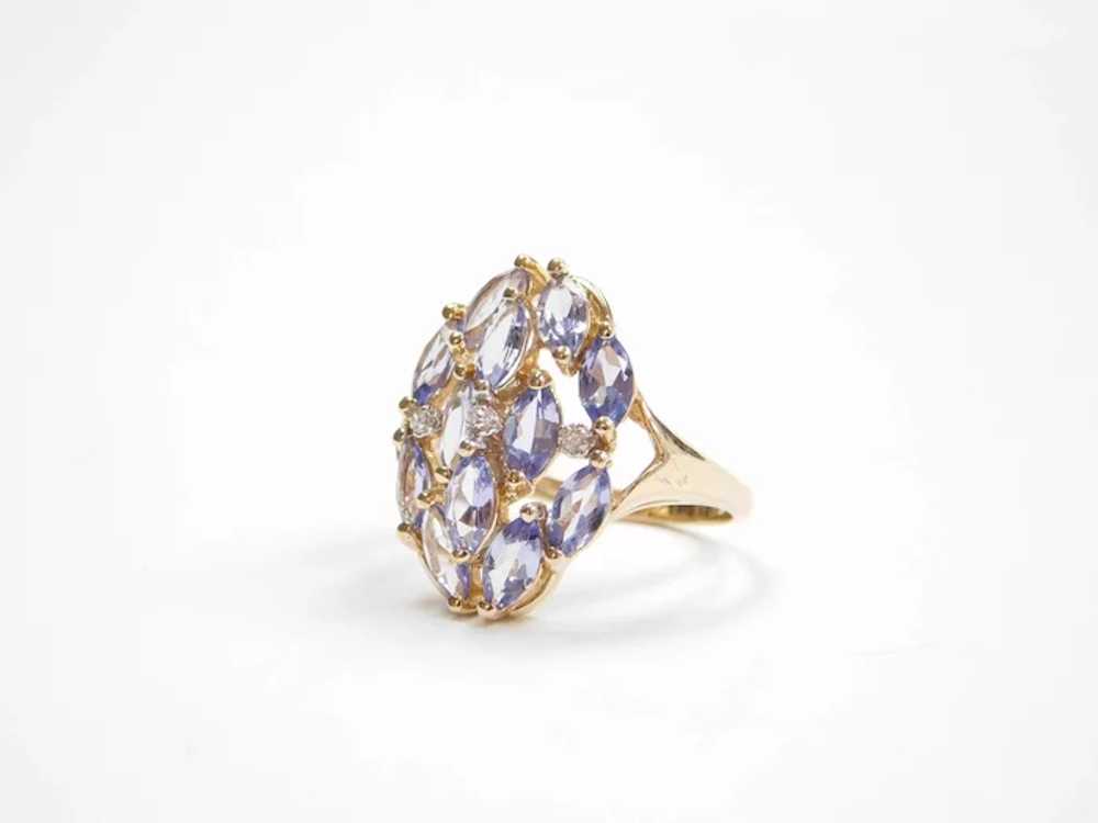 1.83 ctw Iolite and Diamond Ring 14k Gold - image 2