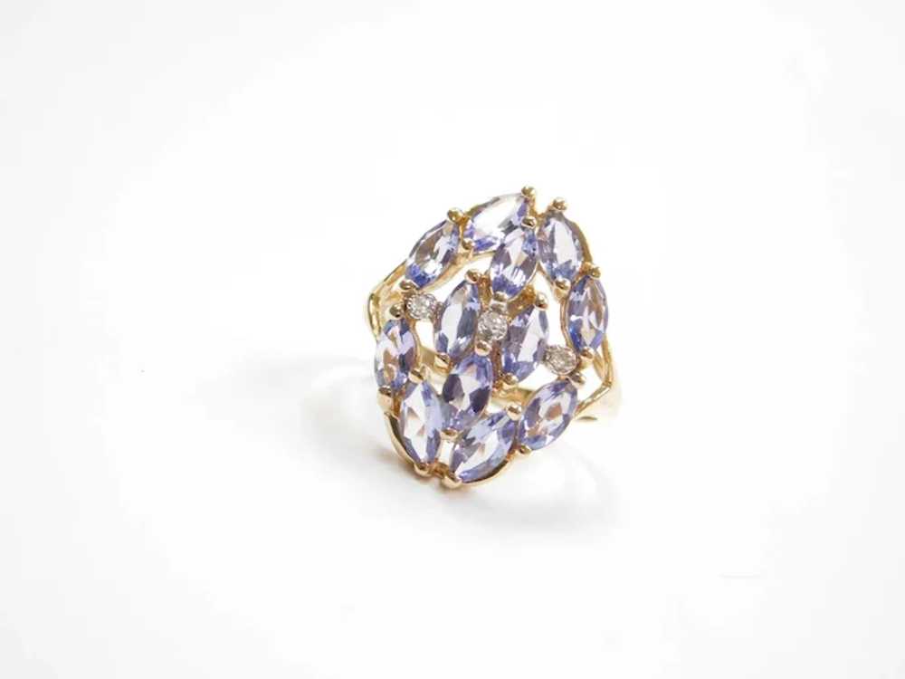 1.83 ctw Iolite and Diamond Ring 14k Gold - image 3