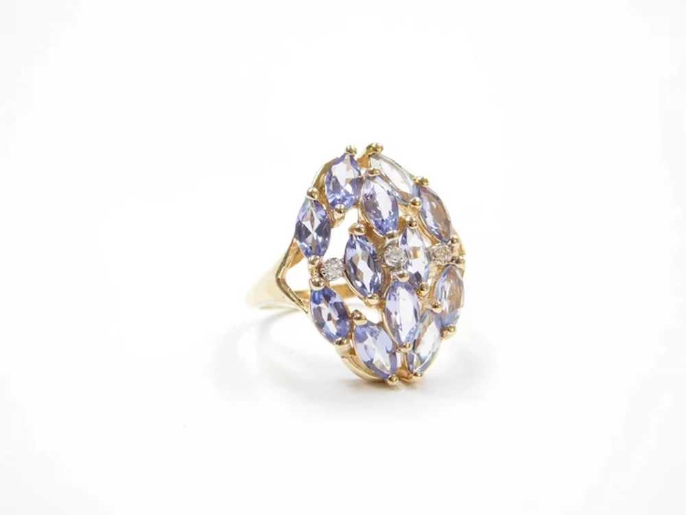 1.83 ctw Iolite and Diamond Ring 14k Gold - image 7