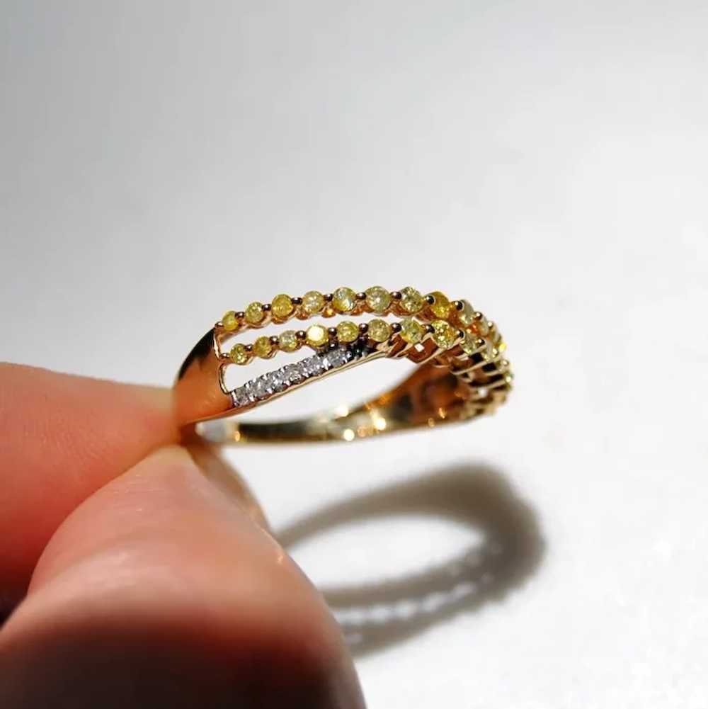 Untreated Yellow and White Diamond Crisscross Rin… - image 10