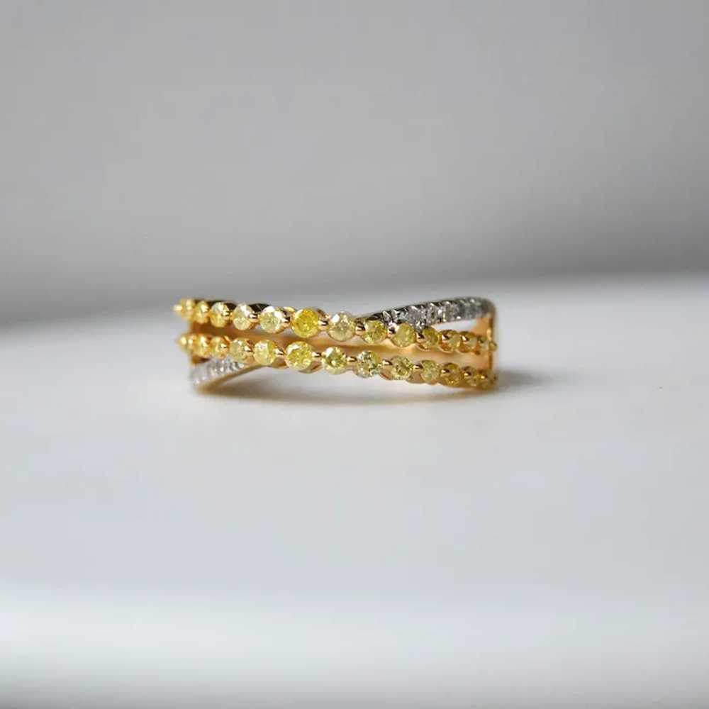 Untreated Yellow and White Diamond Crisscross Rin… - image 3