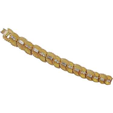 Vintage BSK Rhinestone Gold Tone Bracelet