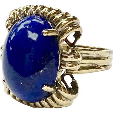 Retro Vintage Lapis Lazuli Ring 14K Gold, Stateme… - image 1