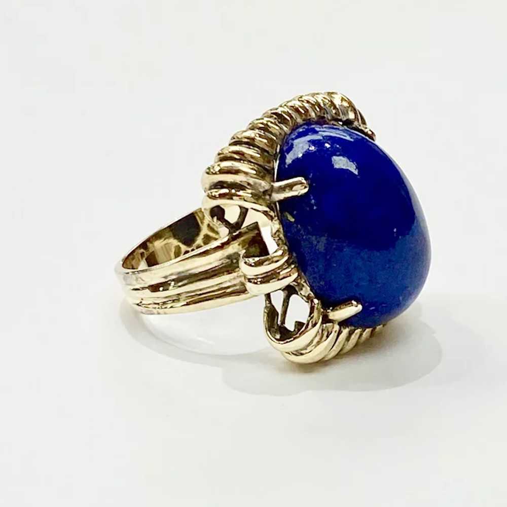Retro Vintage Lapis Lazuli Ring 14K Gold, Stateme… - image 2
