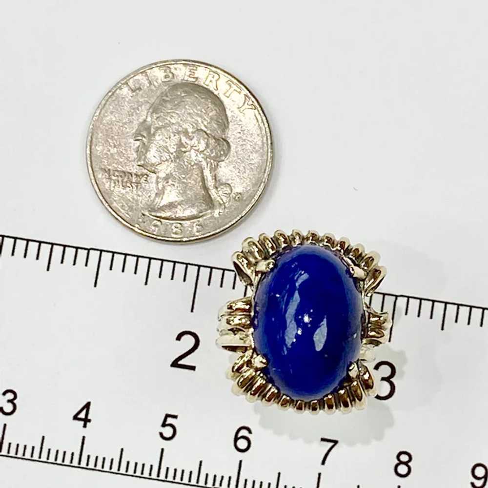 Retro Vintage Lapis Lazuli Ring 14K Gold, Stateme… - image 3