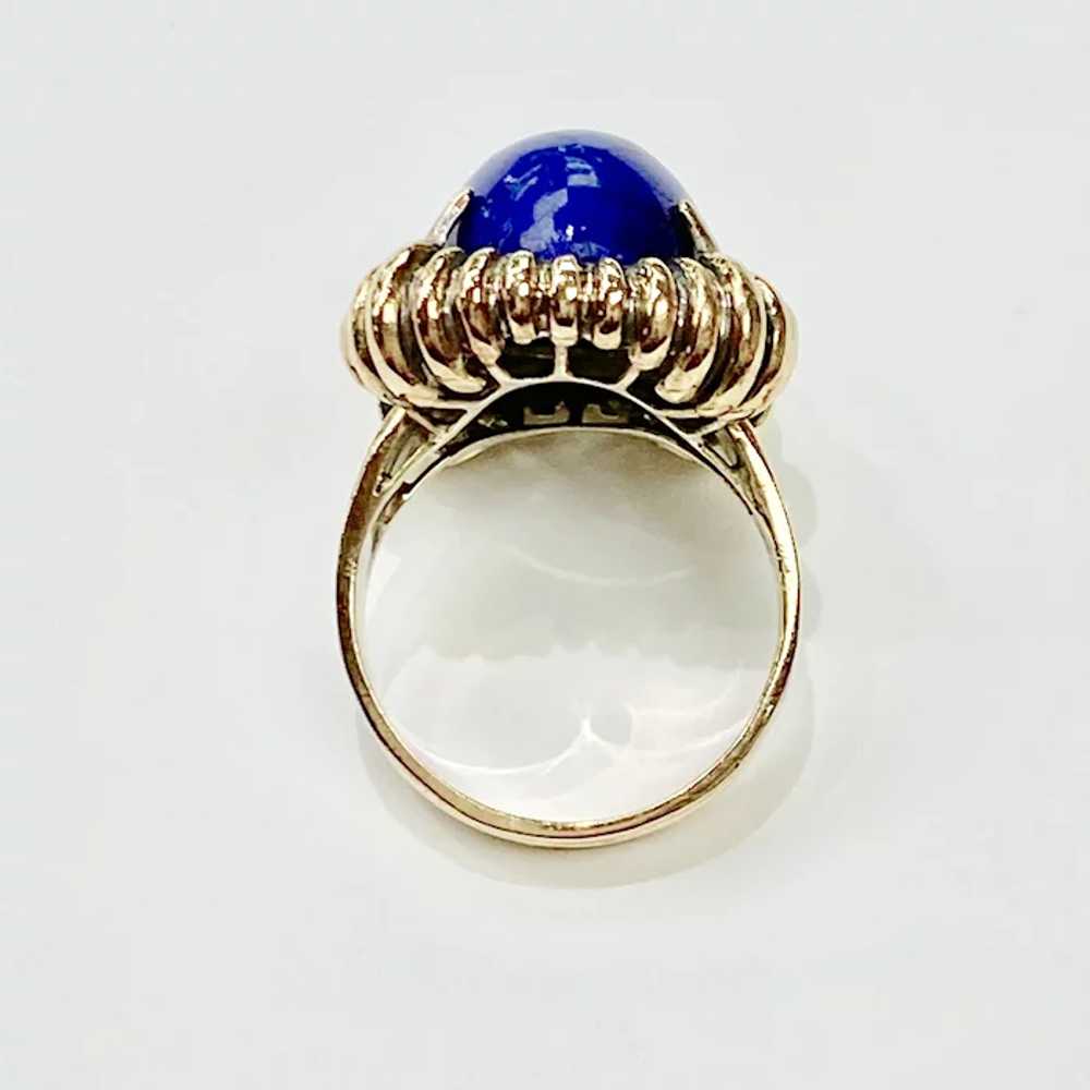 Retro Vintage Lapis Lazuli Ring 14K Gold, Stateme… - image 5