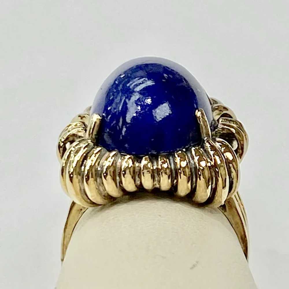 Retro Vintage Lapis Lazuli Ring 14K Gold, Stateme… - image 6