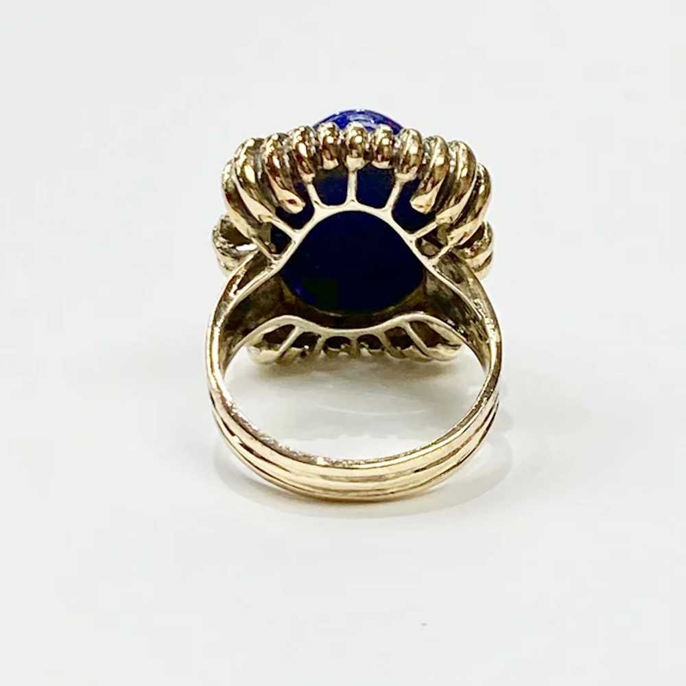 Retro Vintage Lapis Lazuli Ring 14K Gold, Stateme… - image 9