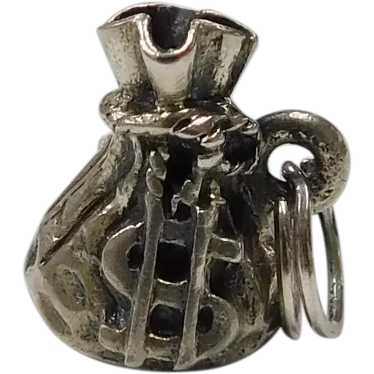 Money Bag Vintage Charm Sterling Silver Three-Dim… - image 1