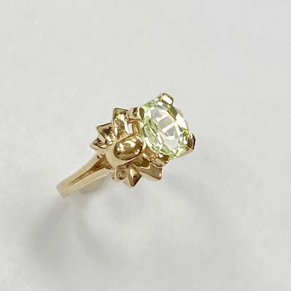 Pale Spring Green Spinel Vintage Ring 14K Gold - image 3