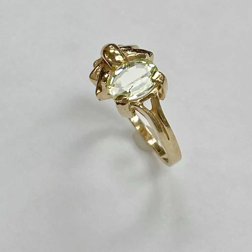 Pale Spring Green Spinel Vintage Ring 14K Gold - image 4