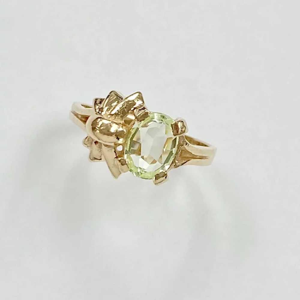Pale Spring Green Spinel Vintage Ring 14K Gold - image 5