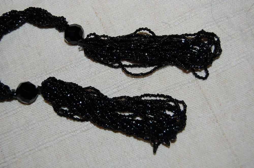 Black Faceted Beaded Flapper Style Lariat Necklace - image 4