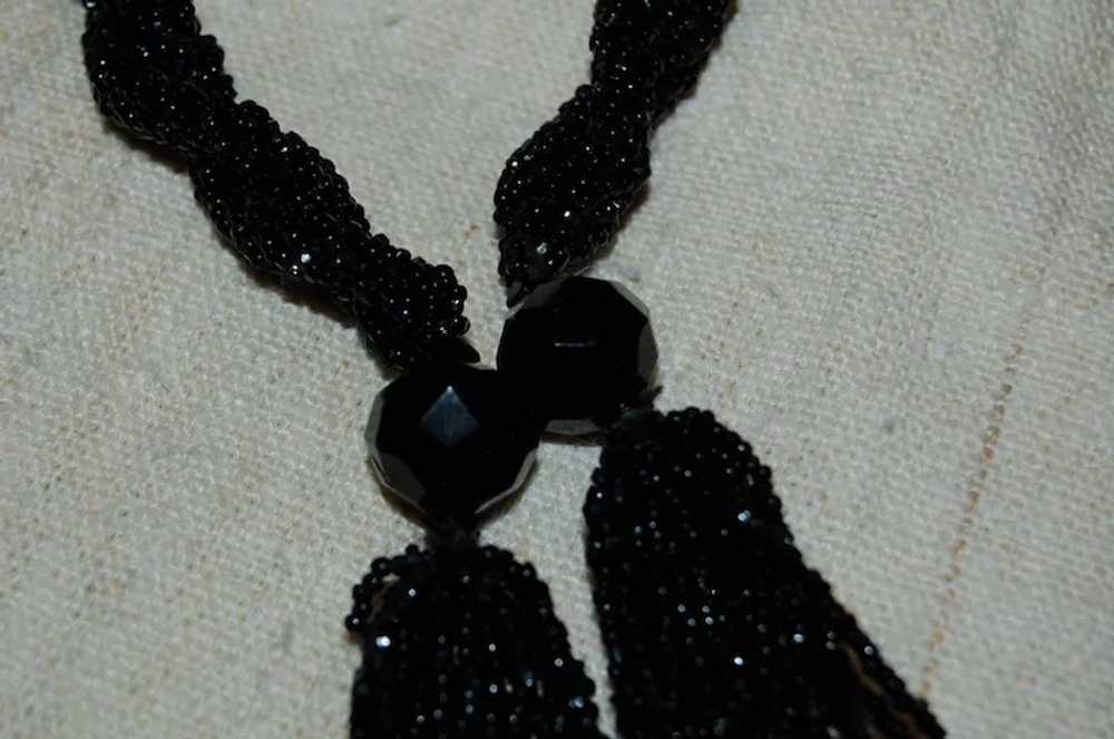 Black Faceted Beaded Flapper Style Lariat Necklace - image 5