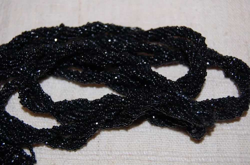 Black Faceted Beaded Flapper Style Lariat Necklace - image 6