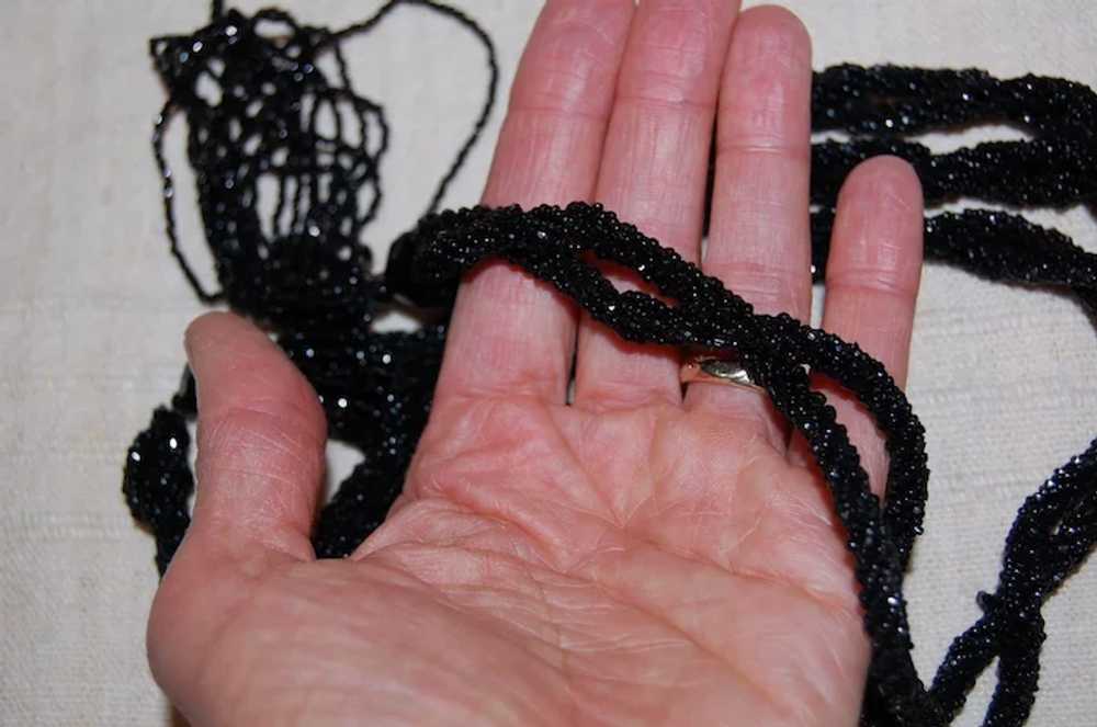 Black Faceted Beaded Flapper Style Lariat Necklace - image 7