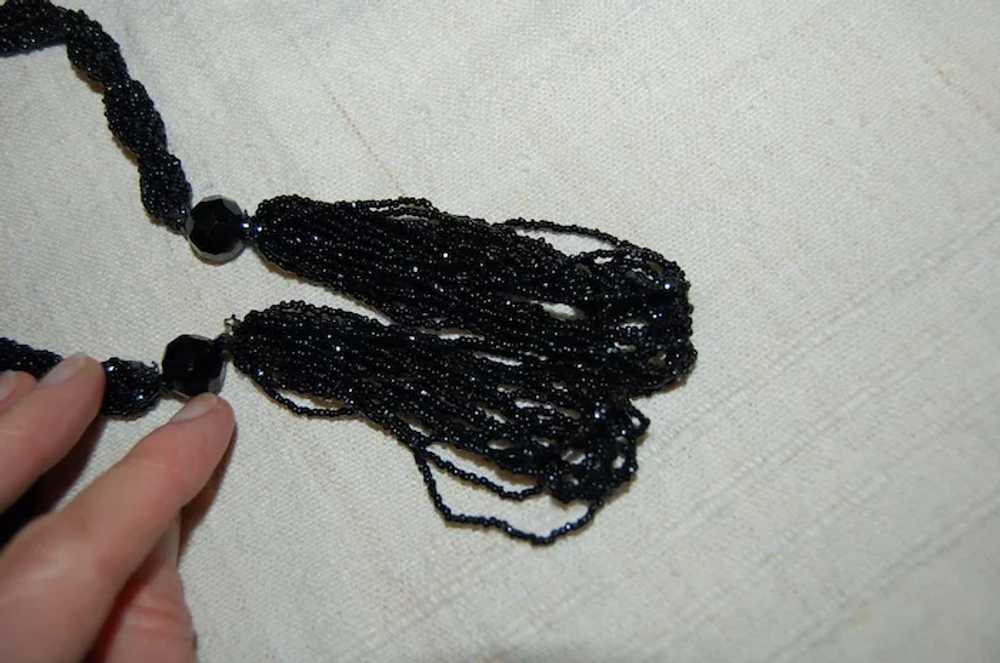 Black Faceted Beaded Flapper Style Lariat Necklace - image 8