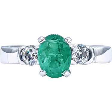 Beautiful Modern Emerald & Diamond Ring - image 1