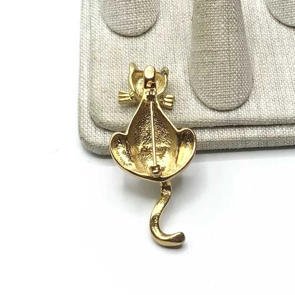 Gold Tone Cat Brooch NOS - image 4