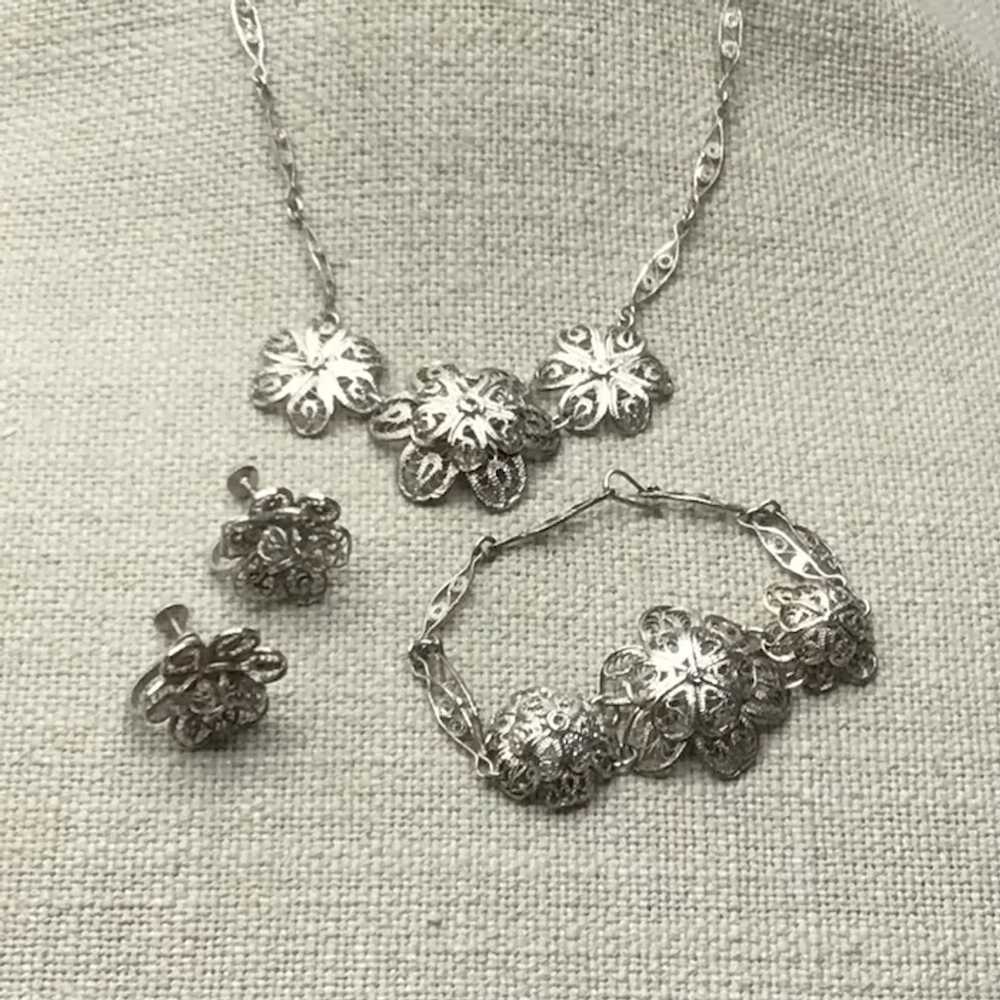 Sterling Silver Mexican Three Piece Set - image 2