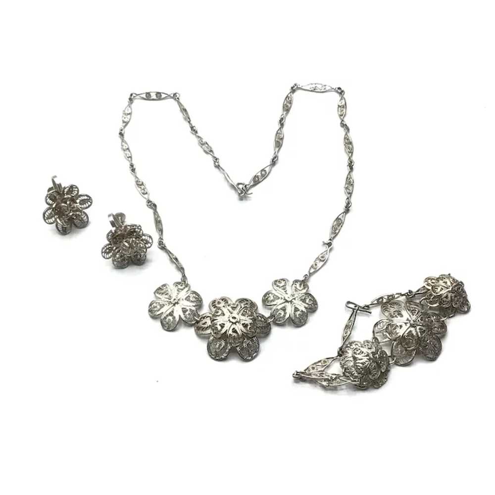 Sterling Silver Mexican Three Piece Set - image 3
