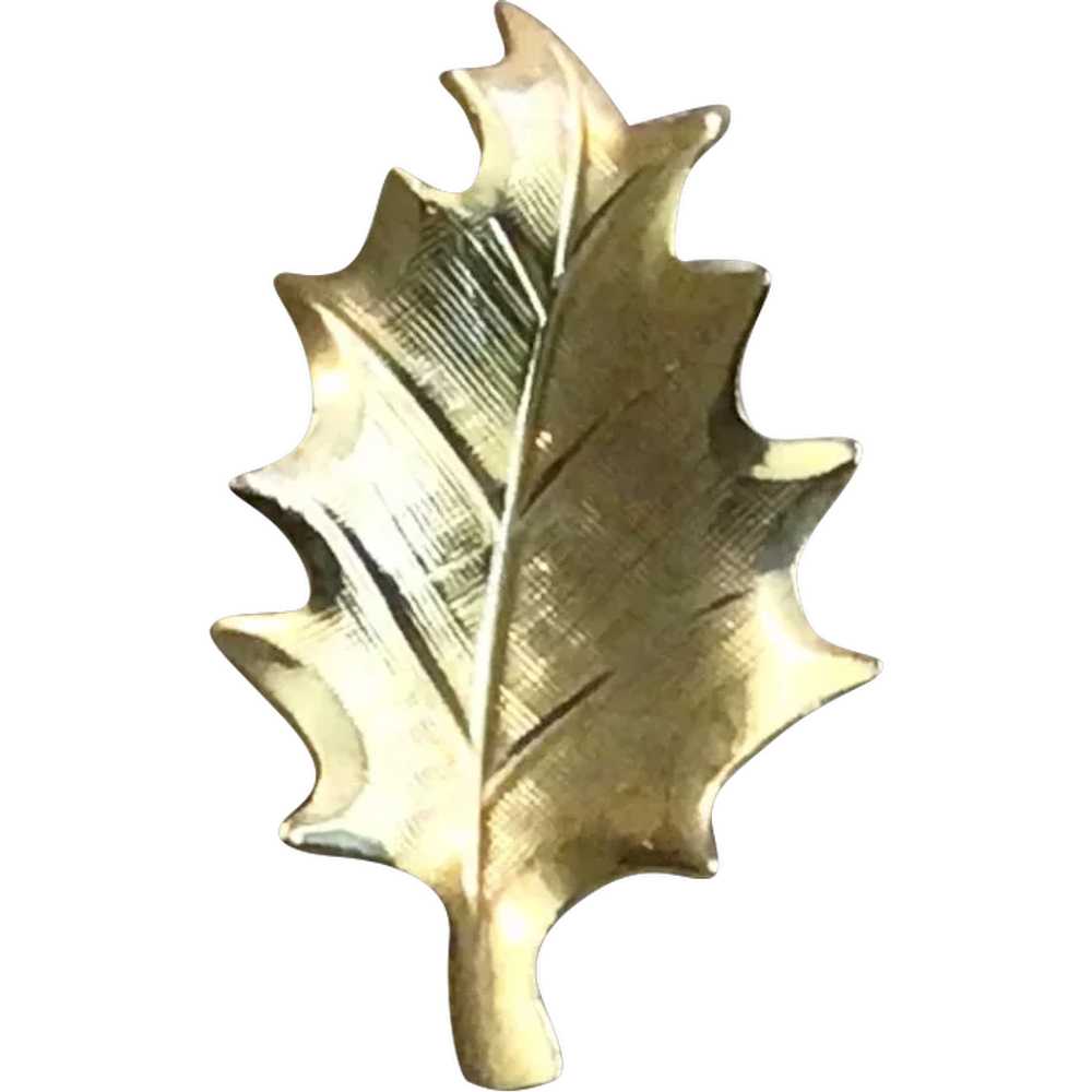 Gold Tone Leaf Lapel Pin - image 1