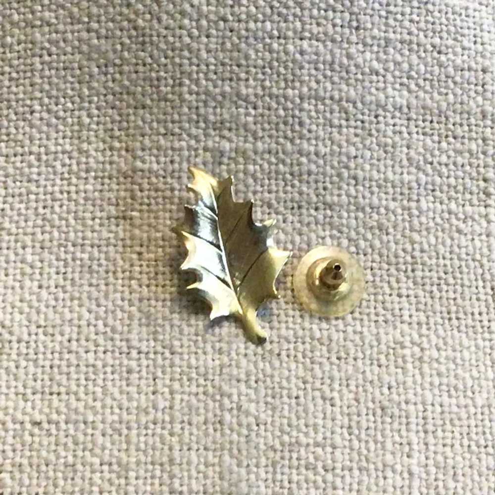 Gold Tone Leaf Lapel Pin - image 2