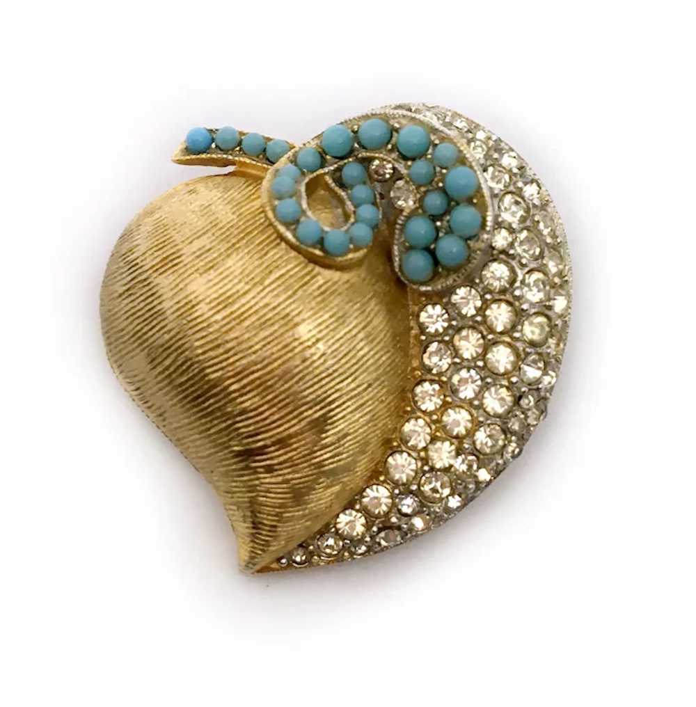 Puffed Heart with Faux Turquoise and Diamond Acce… - image 3