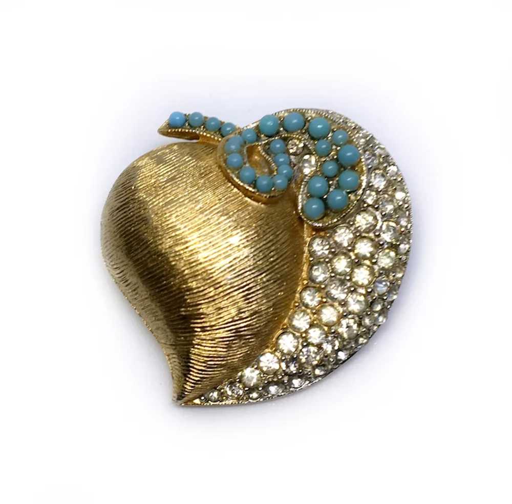 Puffed Heart with Faux Turquoise and Diamond Acce… - image 5