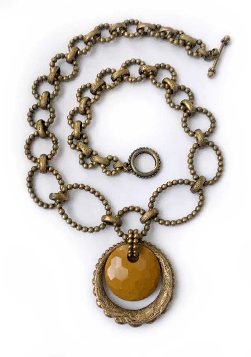Dweck Faceted Yellow Jasper & Engraved and Beaded… - image 2