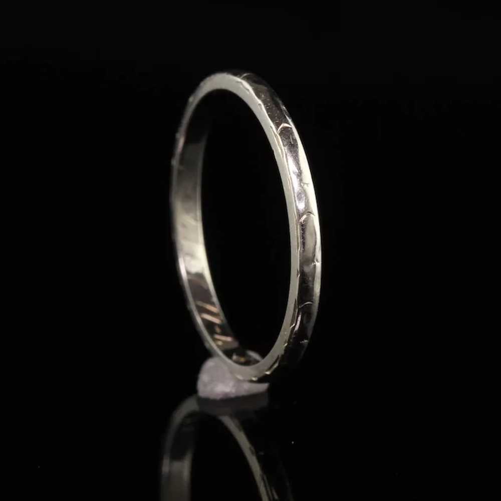 Antique Art Deco 18K White Gold Engraved Wedding … - image 4