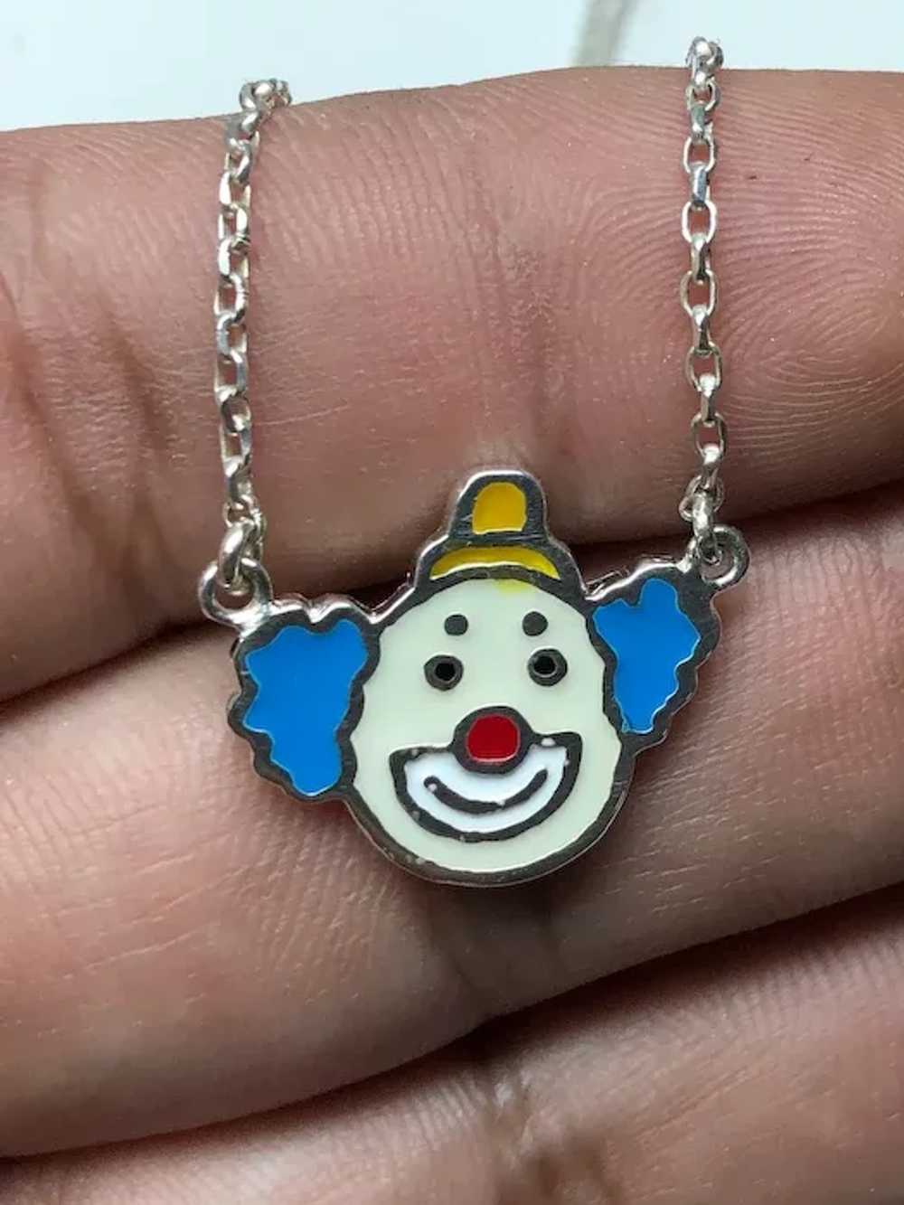 Clown Silver Enamel Necklace - image 3