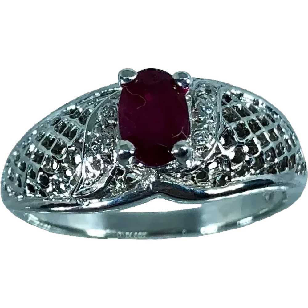 14 Ruby & Diamonds Hand Crafted Ring - image 1